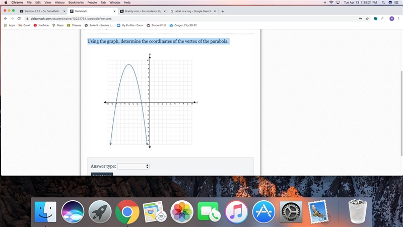 Using the graph, determine the coordinates of the vertex of the parabola.-example-1