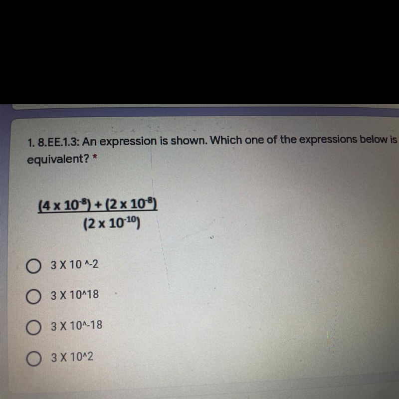 An expression is shown. Which one of the expressions below is equivalent?-example-1