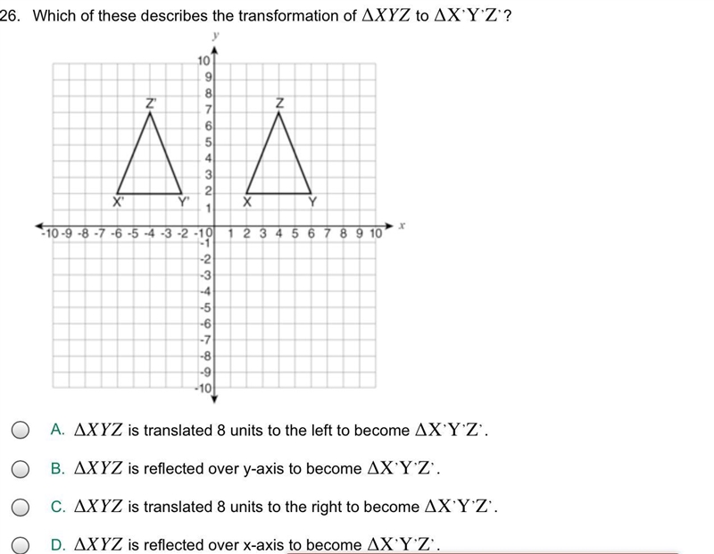 Which of these describes the transformation of ∆XYZ to ∆X᾿Y᾿Z᾿?-example-1