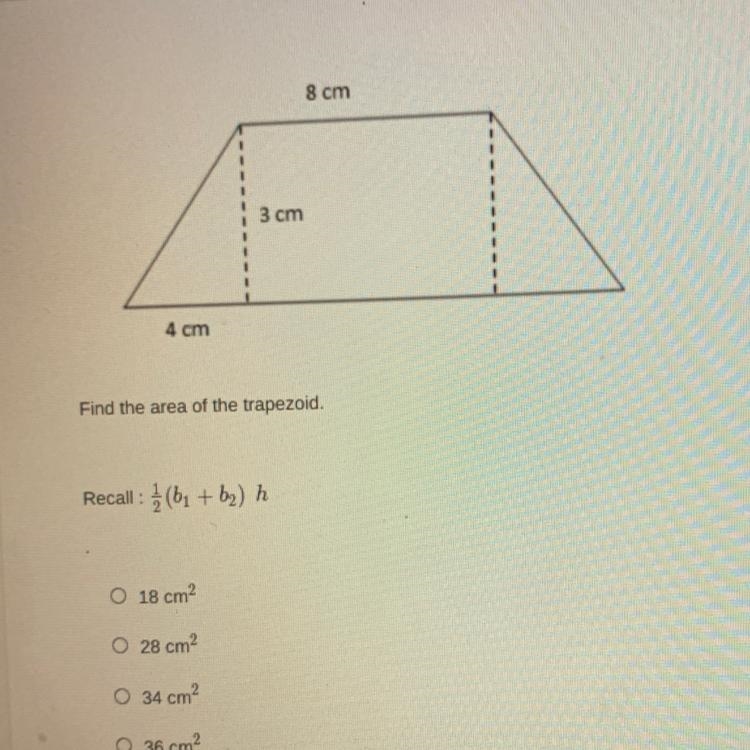 Find the area of the trapezoid. Recall : (b + b) h-example-1