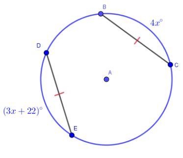 DE≅BC. Find the measure of arc BC.-example-1