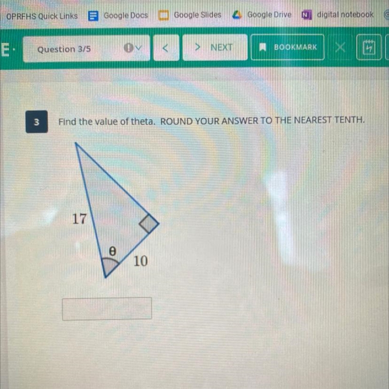 Geometry I need help find the value of theta and round your answer to the nearest-example-1