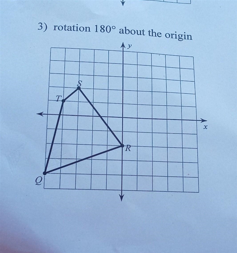 Rotation 180 degrees about the origin.​-example-1