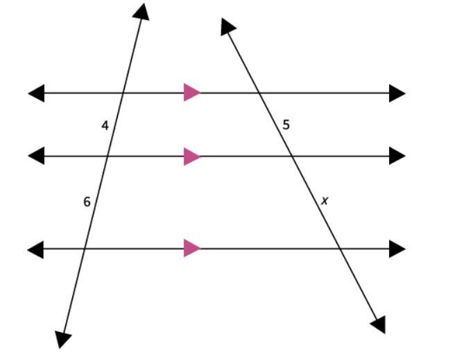 Find the value of x. A.) 4.8 B.) 7.5 C.) 6 D.) 6.5-example-1