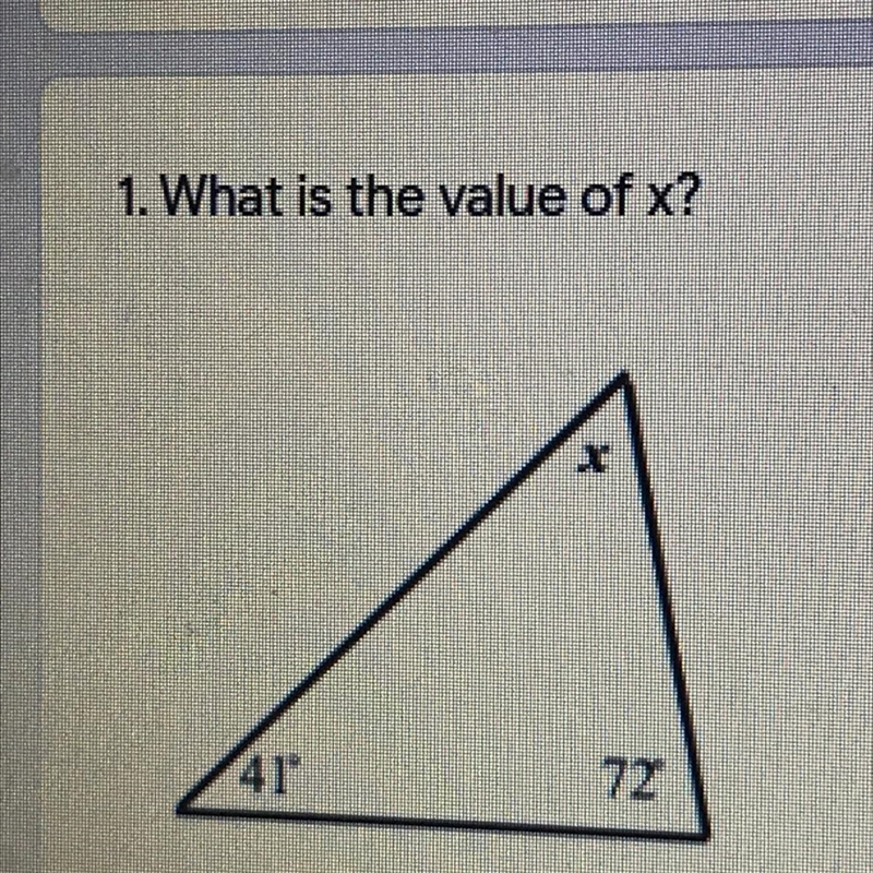 1. What is the value of x? 41° 72 Your answer-example-1