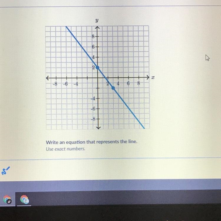 Write an equation that represents the line (use exact numbers-example-1