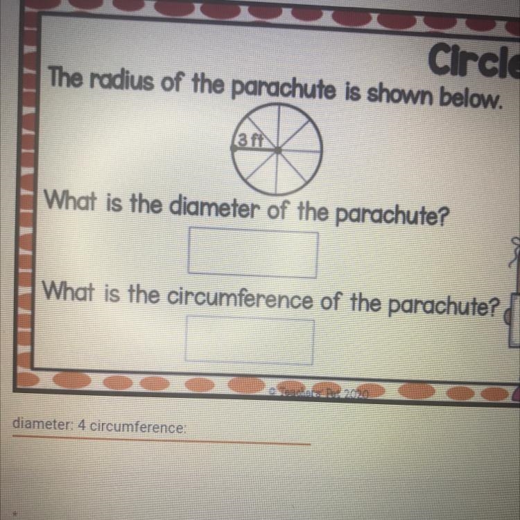 The radius of a parachute is shown below. What is the diameter of the parachute? What-example-1