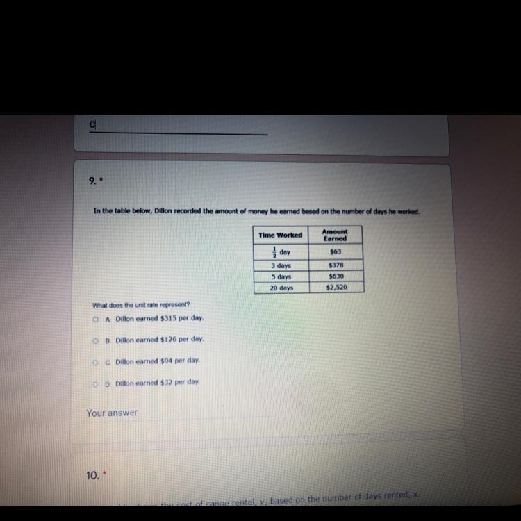 In the table below, Dillion recorded the amount of money he earned based on the number-example-1