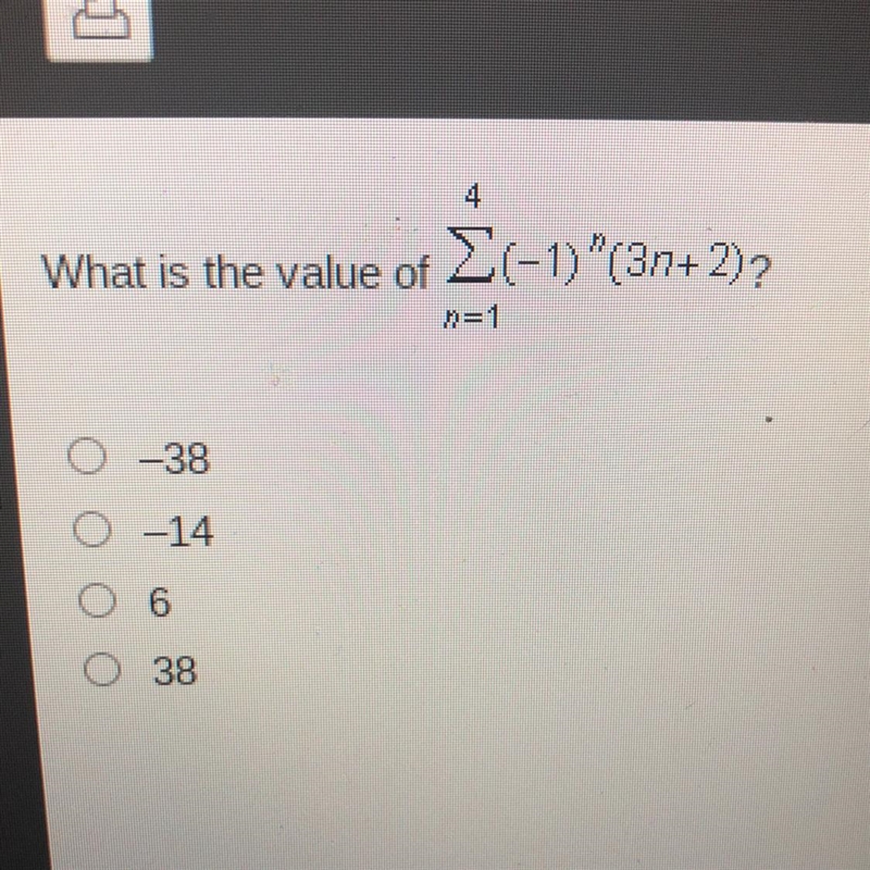 What is the value of E(-1) n (3n+2)?-example-1