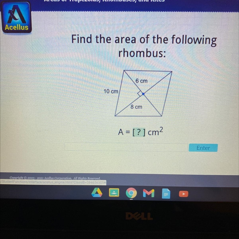 Find the area of the rhombus-example-1