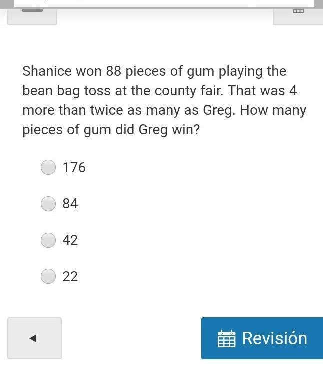 Shanice won 88 pieces of gum playing the bean bag toss at the county fair. That was-example-1