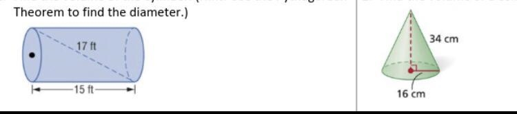 I need to solve this using the Pythagorean theorem to find the diameter of these 2 objects-example-1