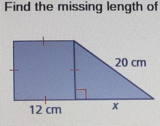 Find the lengjth of the missing figure. x=__cm​-example-1