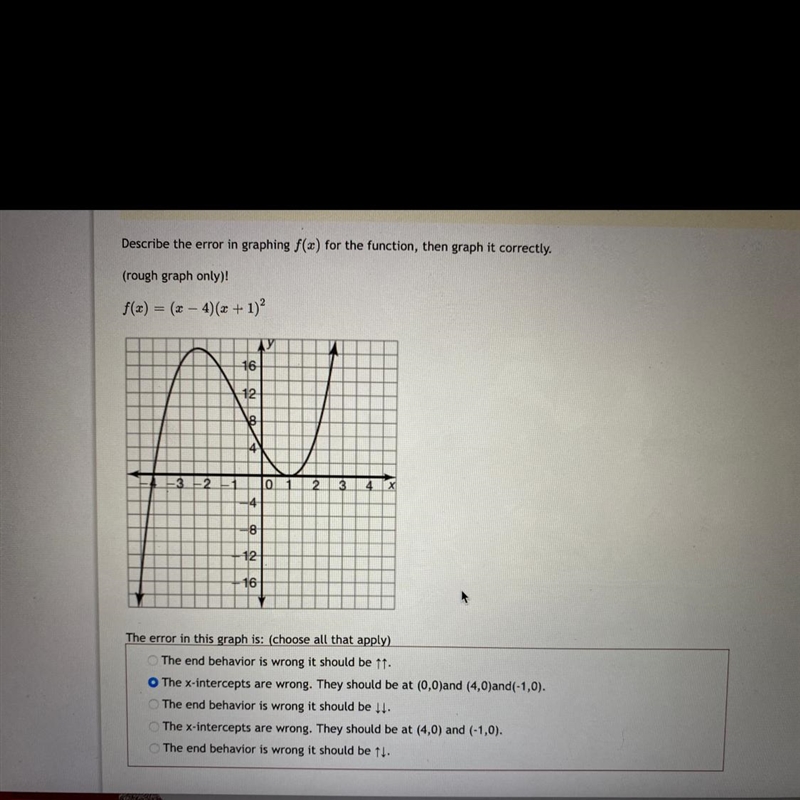 Describe the error in graphing f(x) for the function, then graph it correctly. (rough-example-1