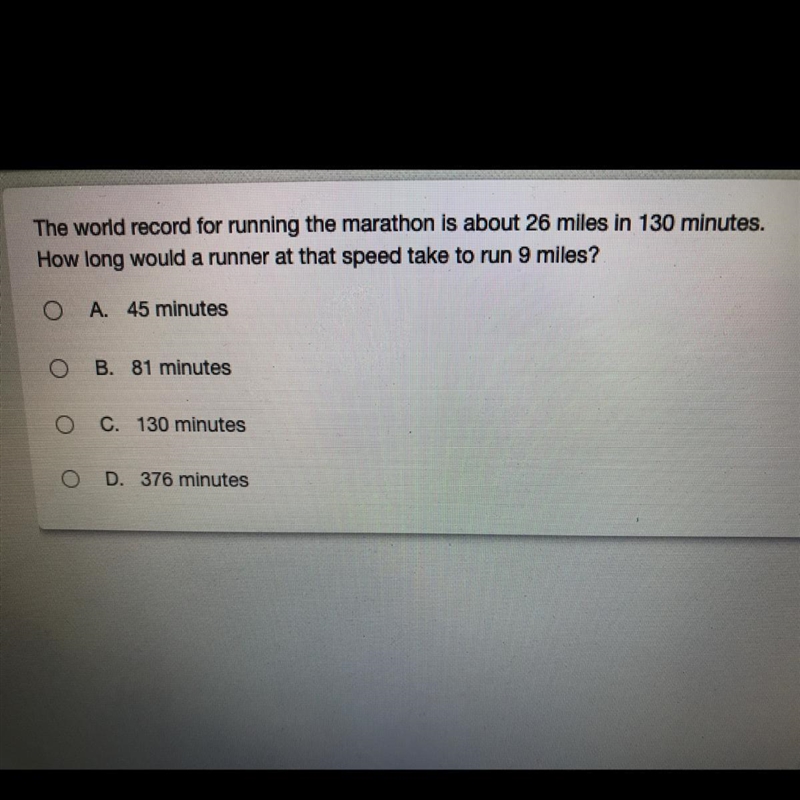 The world record for running the marathon is about 26 miles in 130 minutes. How long-example-1