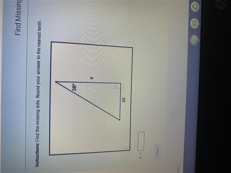 Find the missing side round your answer to the nearest tenth-example-1