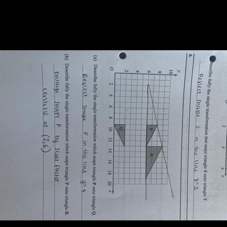 What is the scale factor for triangle P to R-example-1