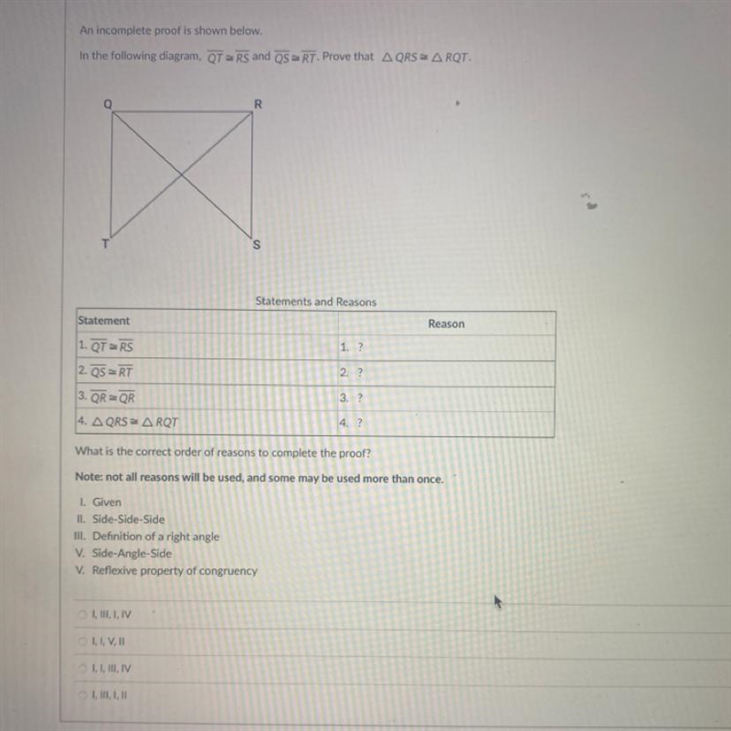 What is the correct order of reasons to complete the proof??-example-1