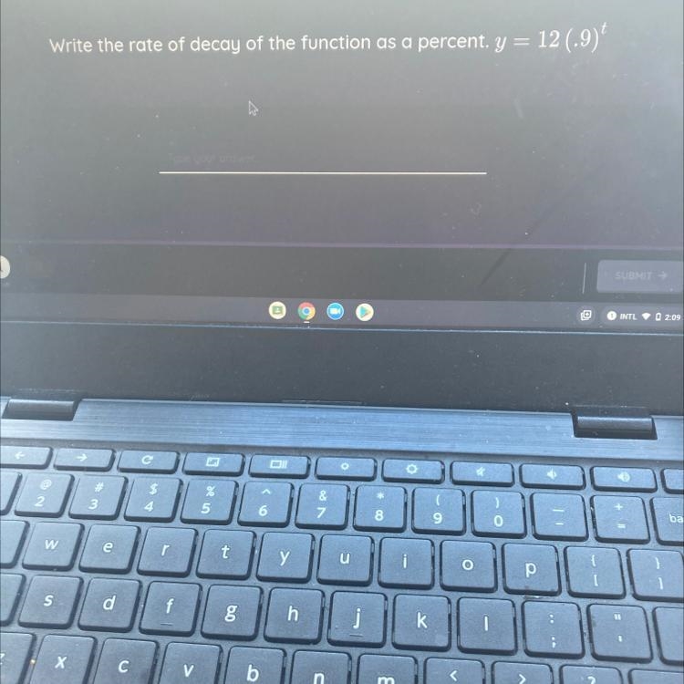 Write the rate of decay of the function as a percent. y=12(.9)-example-1