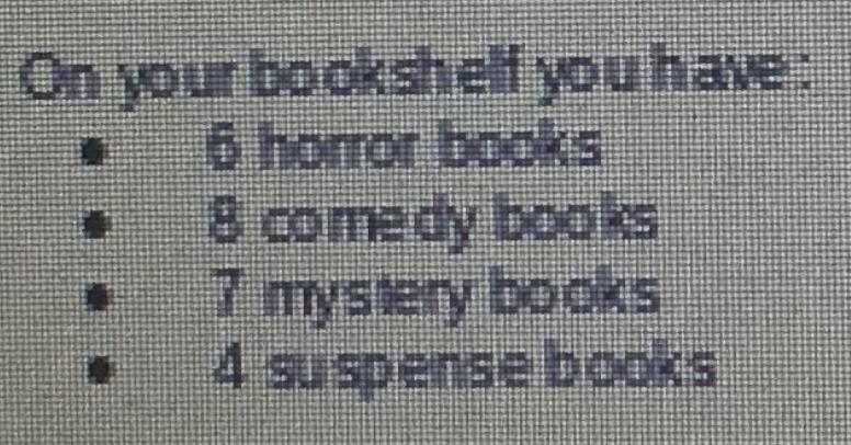 What is the probability if you randomly select comedy book replace it and another-example-1