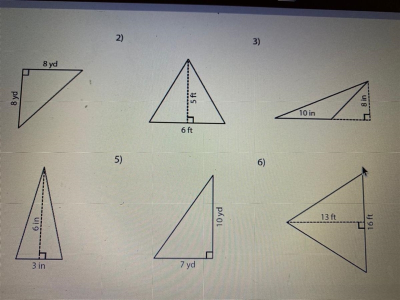 Find the area of each triangle.-example-1