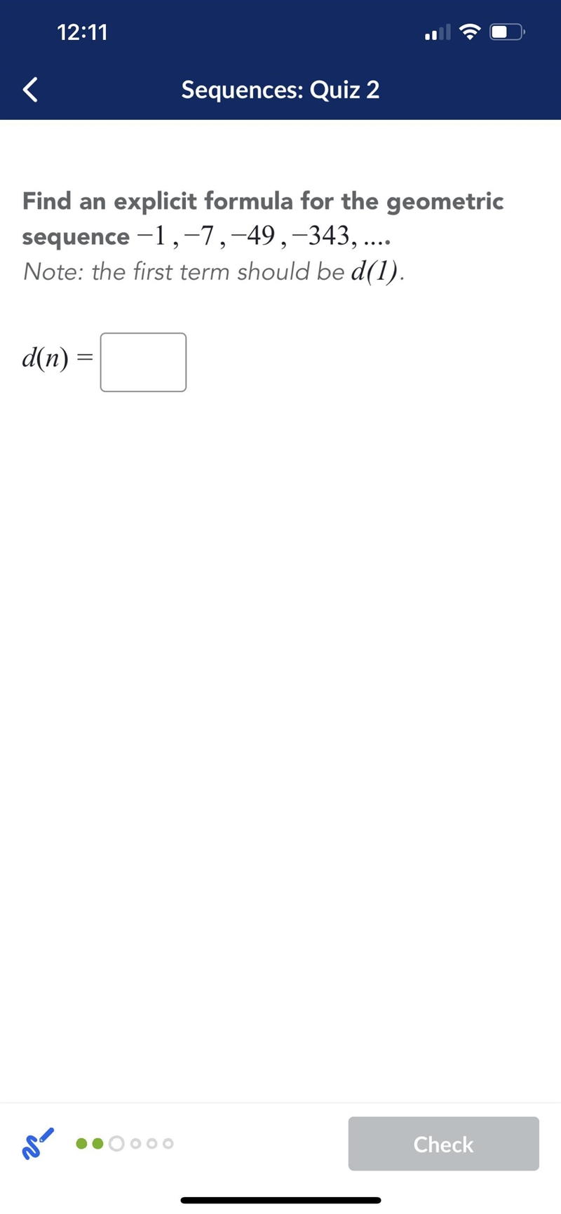 Find an explicit formula for the geometric sequence -1,-7,-49,-343,.... Note : the-example-1