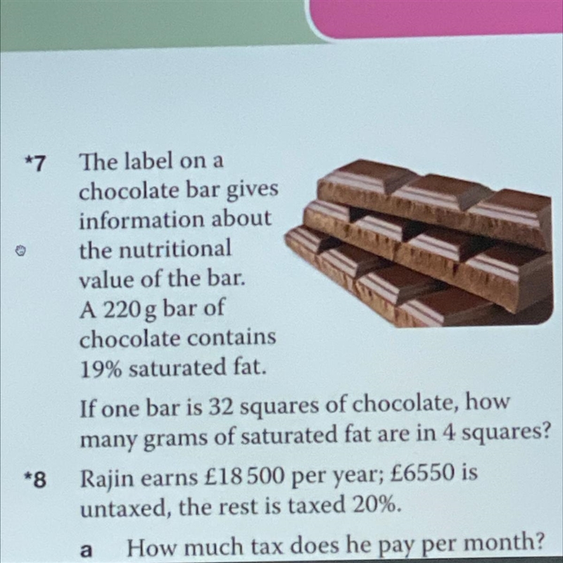 If one bar is 32 squares of chocolate, how many grams of saturated fat are in 4 squares-example-1