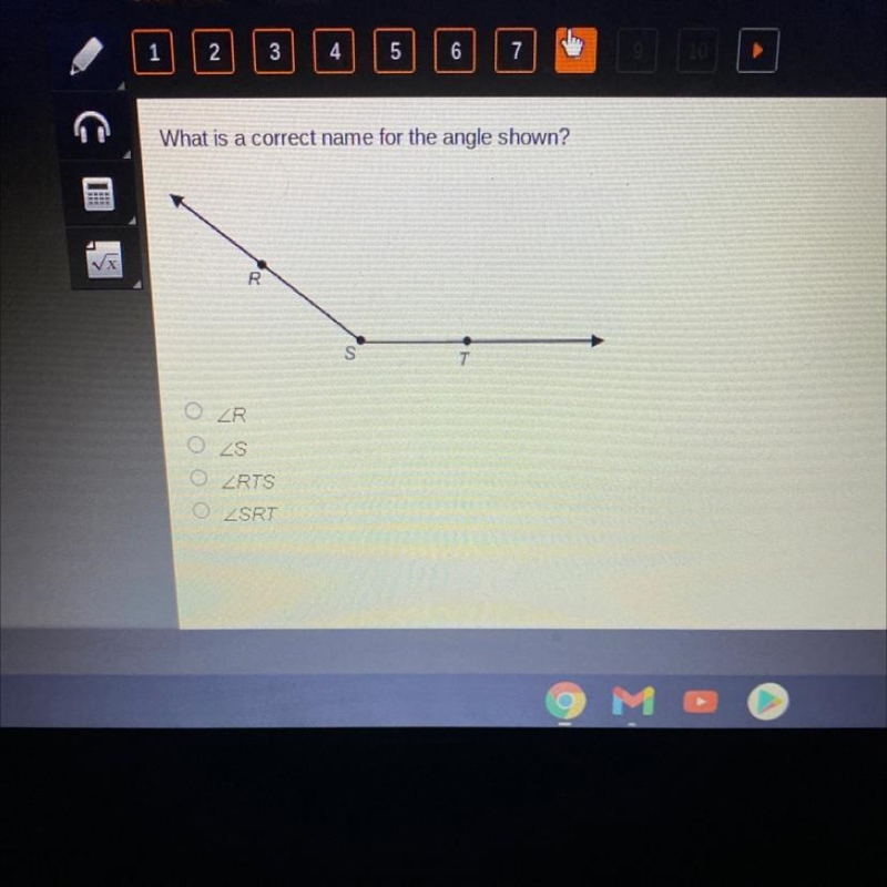 What is a correct name fo the angle shown. R S RTS SRT-example-1