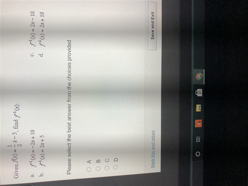 Given f (x) = 1/2 * x - 5 find f ^ -1 * (x)-example-1