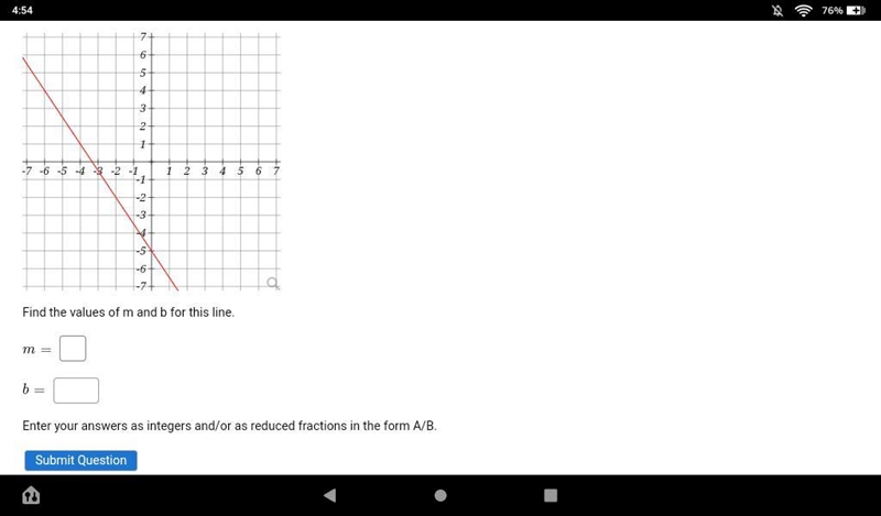 Find the values of m and b for this line.-example-1