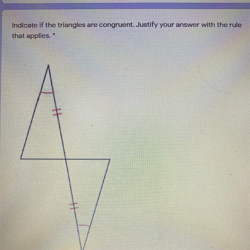 Indicate if the triangles are congruent. Justify your answer with the rule that applies-example-1