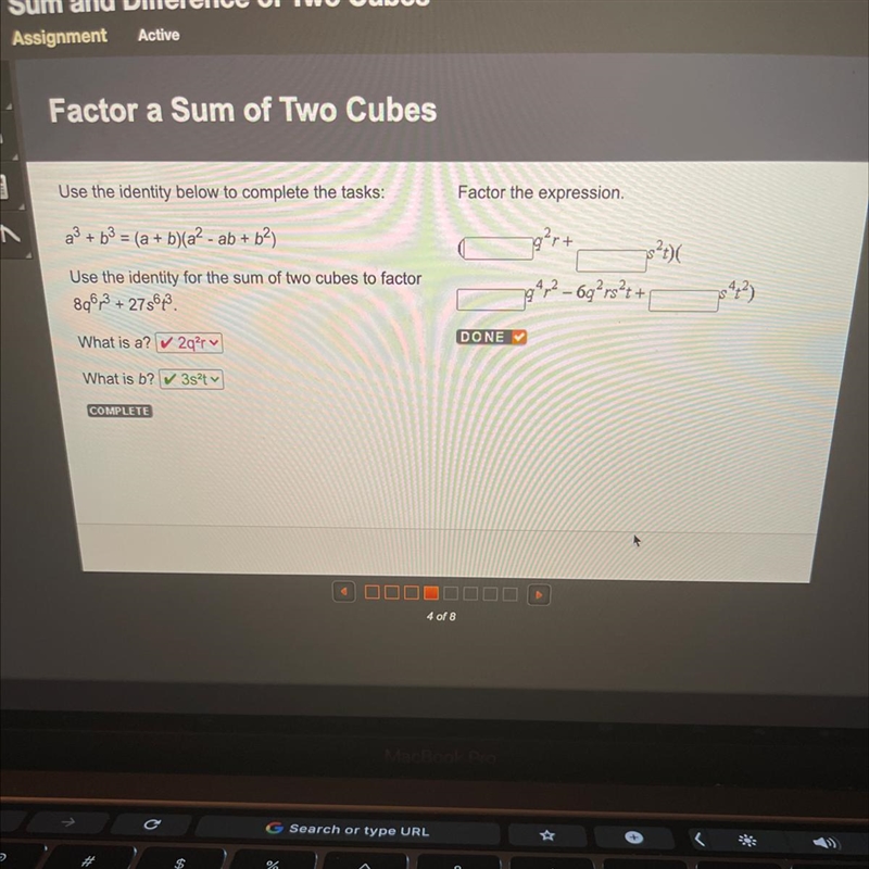 Factor the expression 8q^6r^3+27s^6t^3-example-1