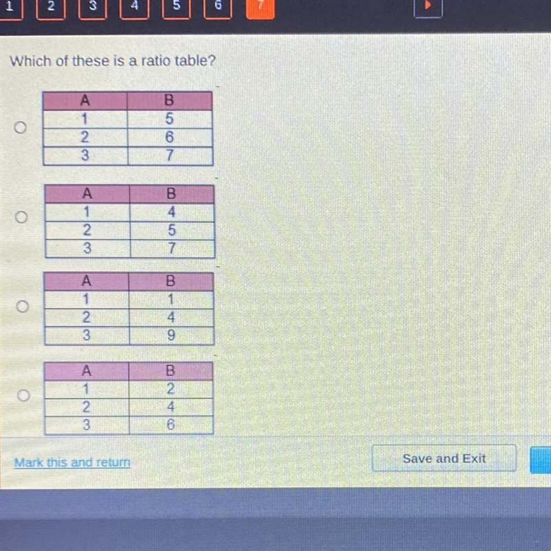 Which of these is a ratio table?-example-1