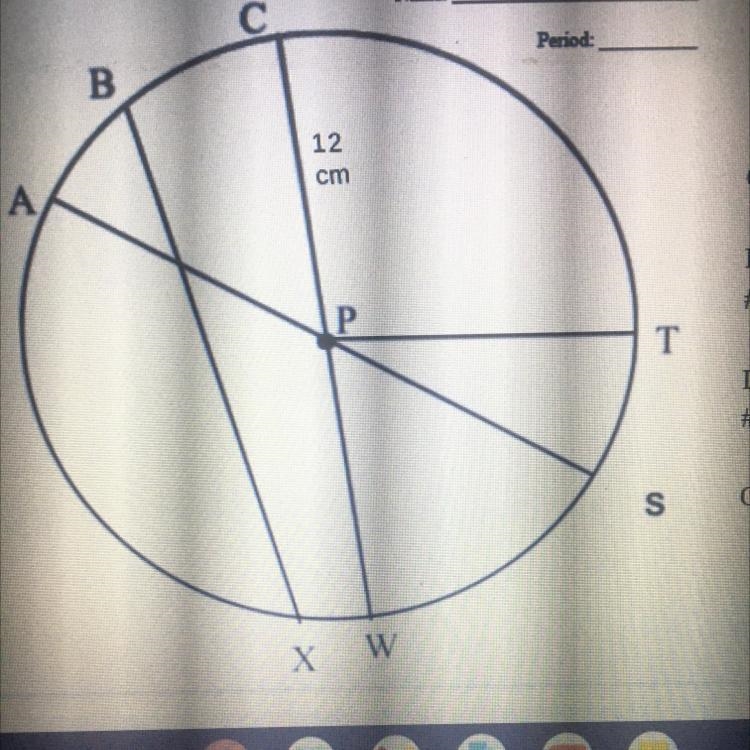 Please help! Center:_____ Radius:_____ # of radi:____ Diameter:_____ # of Diameters-example-1