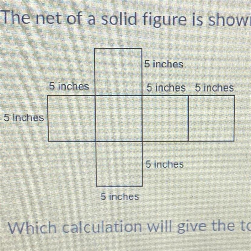 The net of a solid figure is shown below: Which calculation will give the total surface-example-1