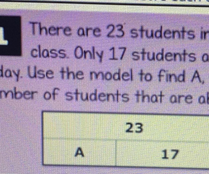 There are 23 students in ms day”s class. Only 17 students are present today use the-example-1