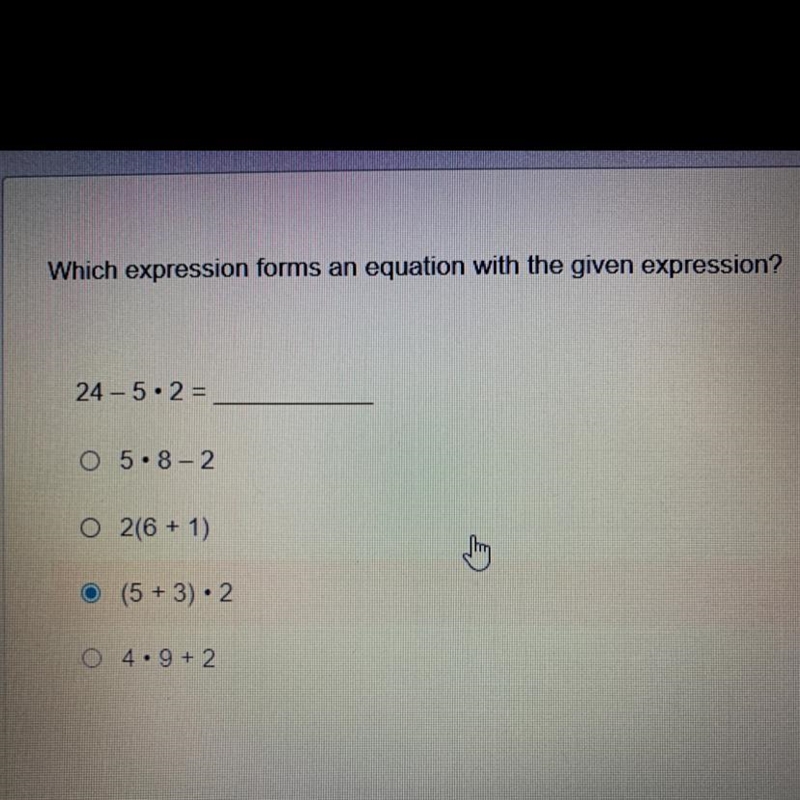 Which expression forms an equation with the given expression? pls help-example-1