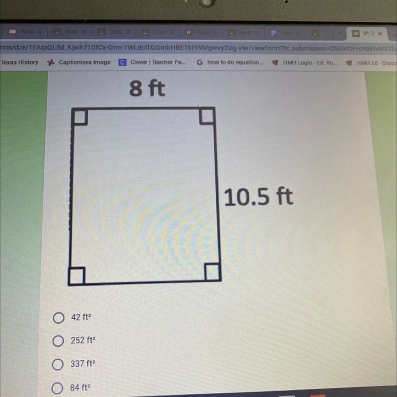 I need help please. The question is A rectangle is shown below.What is the area of-example-1