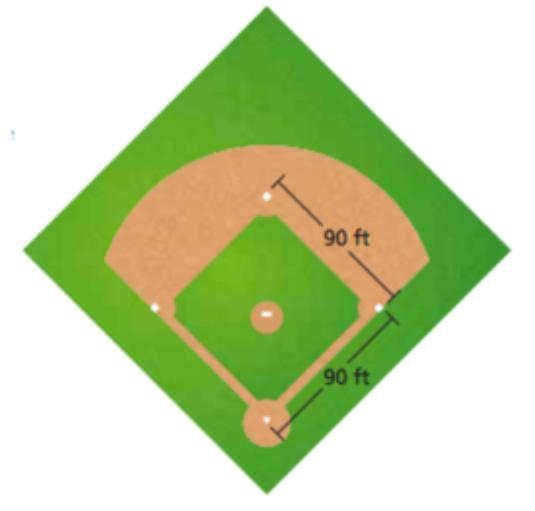 A baseball player throws a ball from second base to home plate. How far does the player-example-1