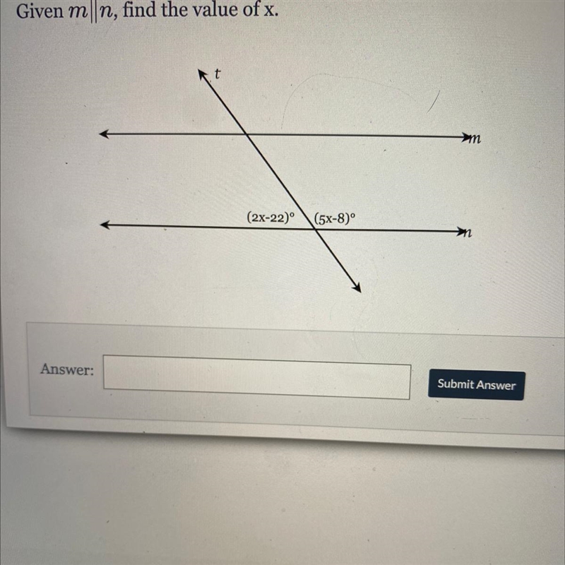 Given m||n, find the value of x.-example-1