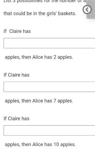 Alice and Claire go apple picking. When they are done, Claire has 3 times as many-example-1