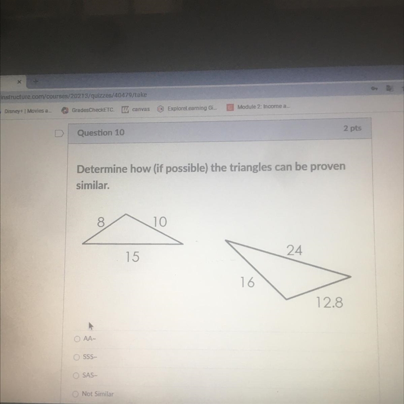 Determine how (if possible) the triangles can be proven similar. HELP ASAP!! have-example-1