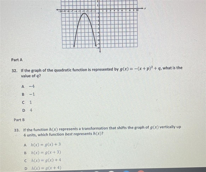 Consider the graph of the of the quadratic function g(x). See below-example-1