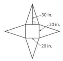 PLS HELP!!! What is the total surface area of the square pyramid whose net is shown-example-1