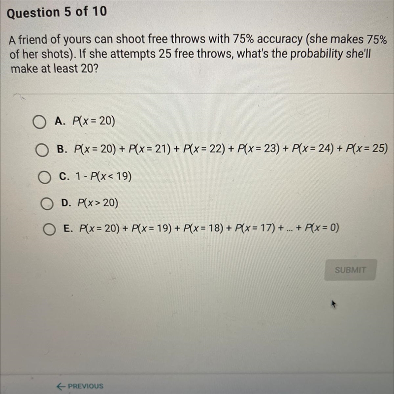 A friend of yours can shoot free throws with 75% accuracy (she makes 75% of her shots-example-1