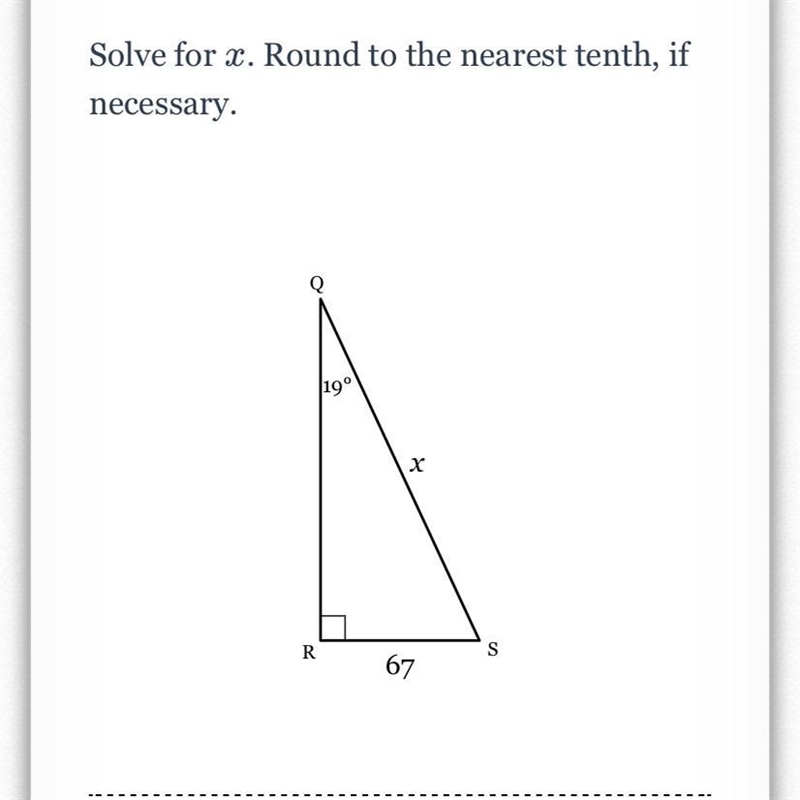 Solve for x. Round to the nearest tenth, if necessary.-example-1