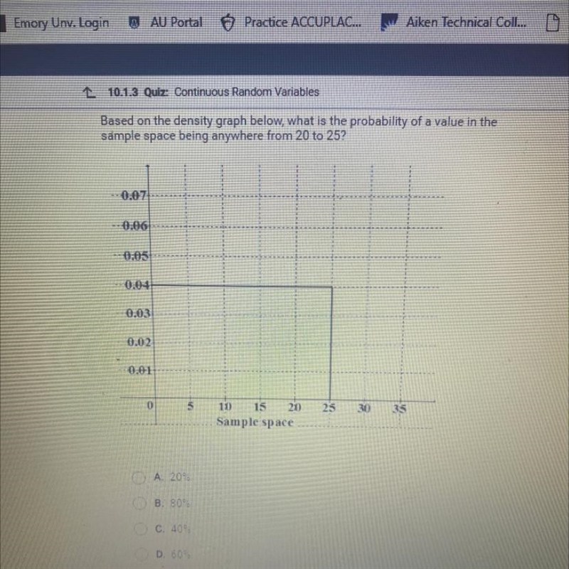 Based on the density graph below, what is the probability of a value in the sample-example-1