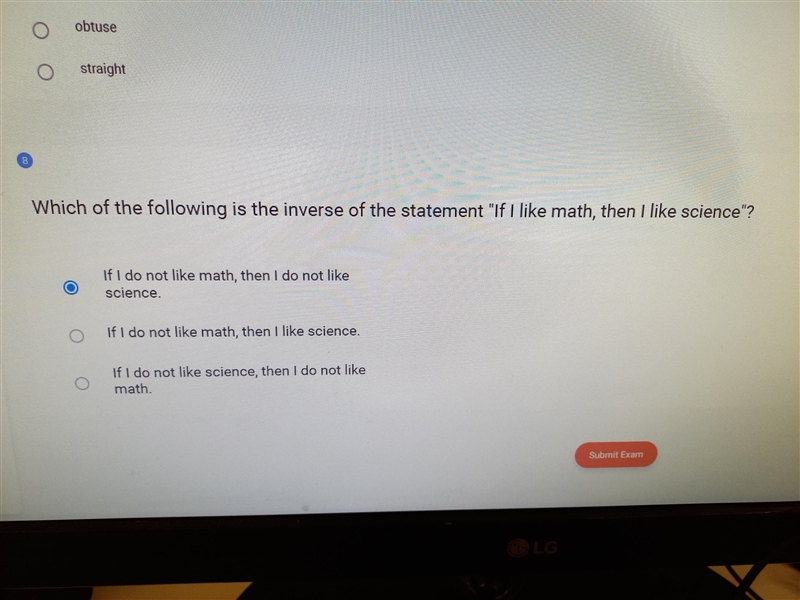 Which of the following is the inverse of the statement "if I like math, then-example-1