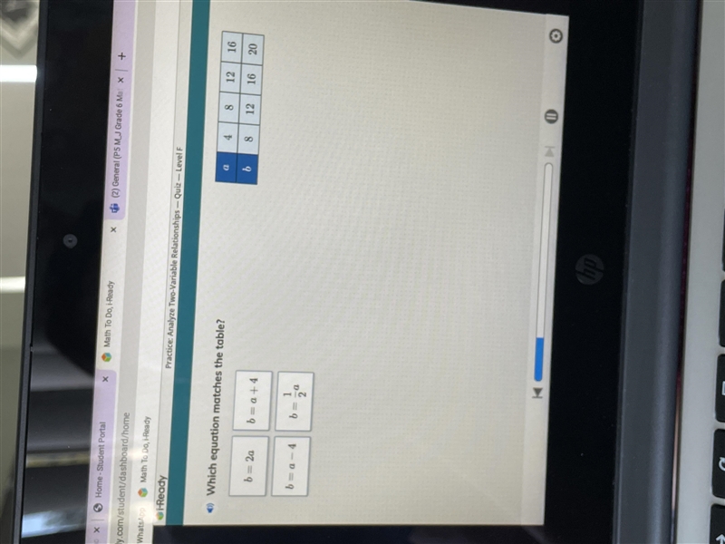 Which equation matches the table ?-example-1