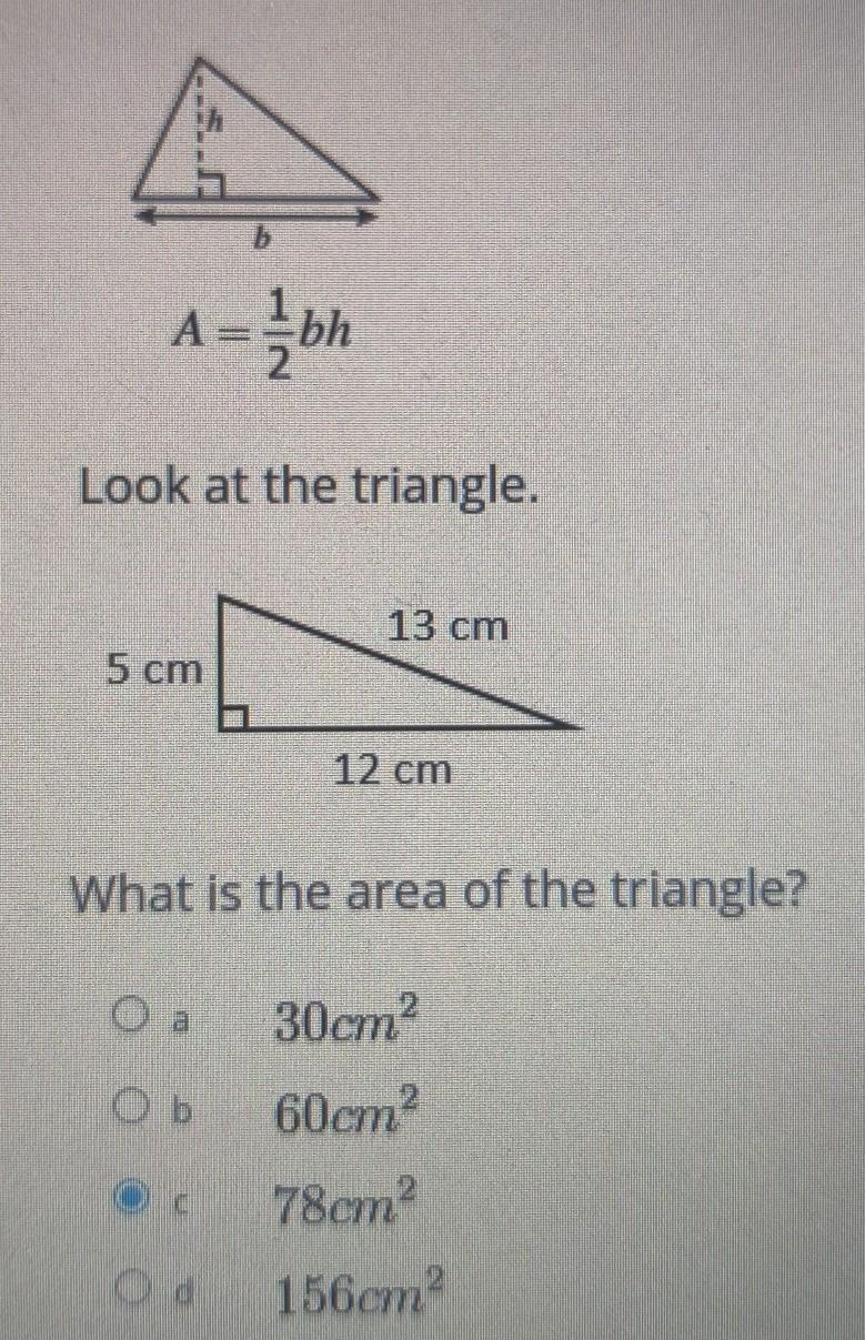 What is the area of the triangle? show me process​-example-1